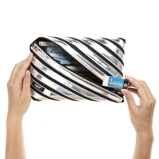 ZIPIT Metallic Big Pencil Case Silver Bbag | India’s Best Online Stationery Store
