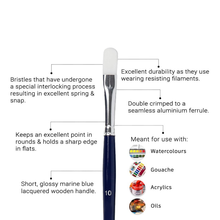 Art Essentials Oyster White Synthetic Hair Brush for Mixed Media- Series 968 - Filbert