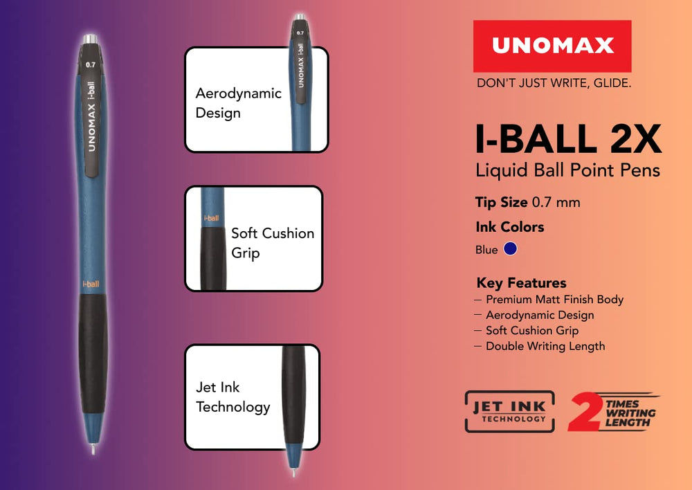 Unomax I-ball 2X Liquid ballpoint Pen - Bbag | India’s Best Online Stationery Store