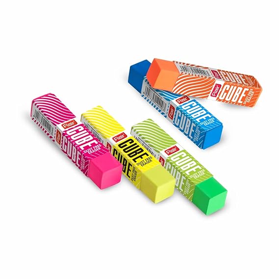 5 Pieces of Flair Creative Cube Dust Free Eraser multi Colour 