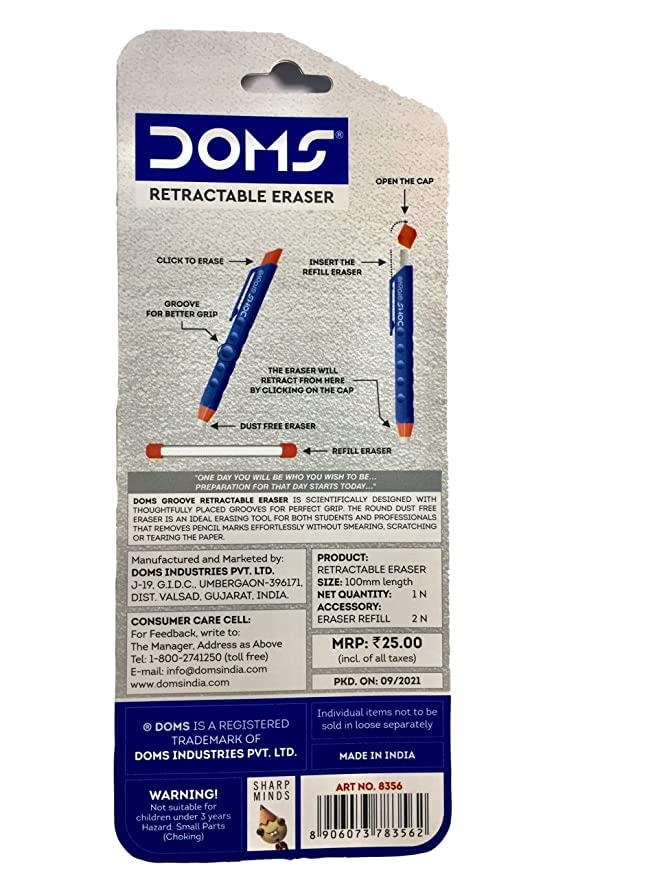 Doms Retractable Eraser - Bbag | India’s Best Online Stationery Store