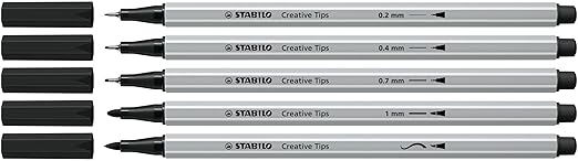 STABILO Multi Liner Set Creative Tips – Arty Pack of 5 – Black