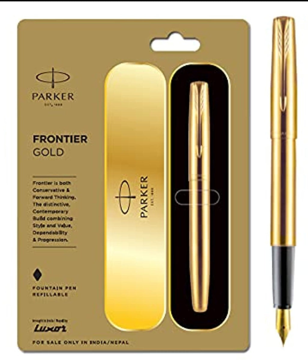 Parker Frontier Gold With Gold Trim Fountain Pen - Bbag | India’s Best Online Stationery Store