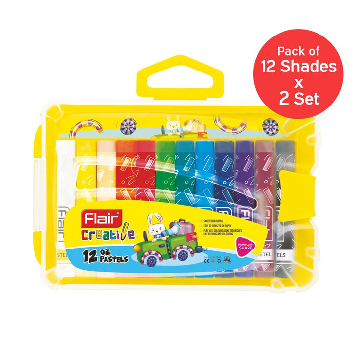 A Pack of 12 shades and 2 set of Flair Creative Oil Pastel 12 Shades