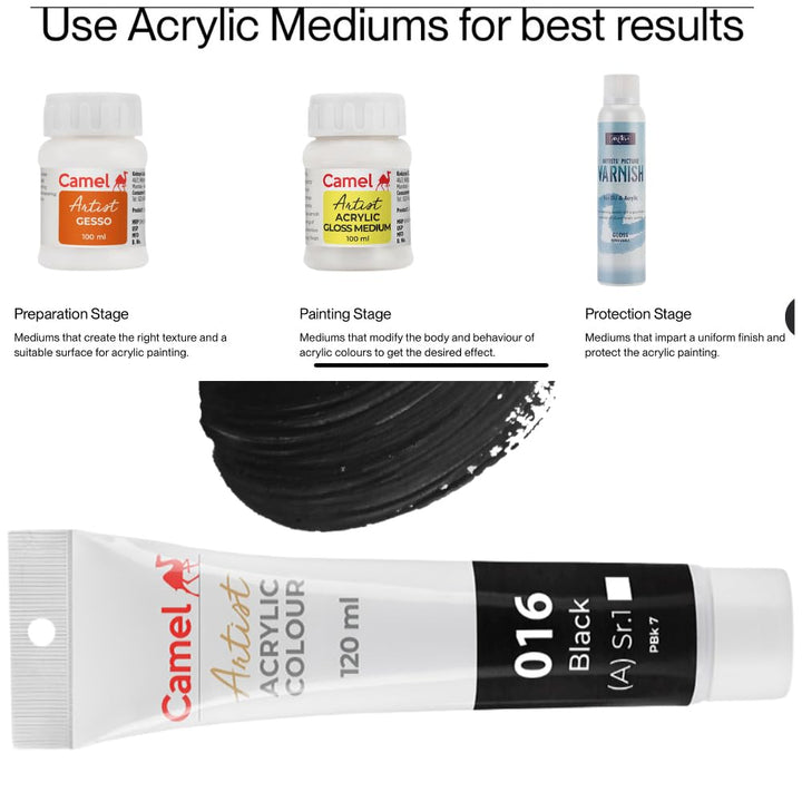 CAMEL ARTIST ACRYLIC COLOUR 3 TUBES 120 ml