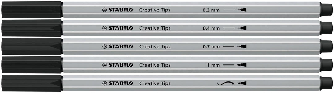 STABILO Multi Liner Set Creative Tips – Arty Pack of 5 – Black