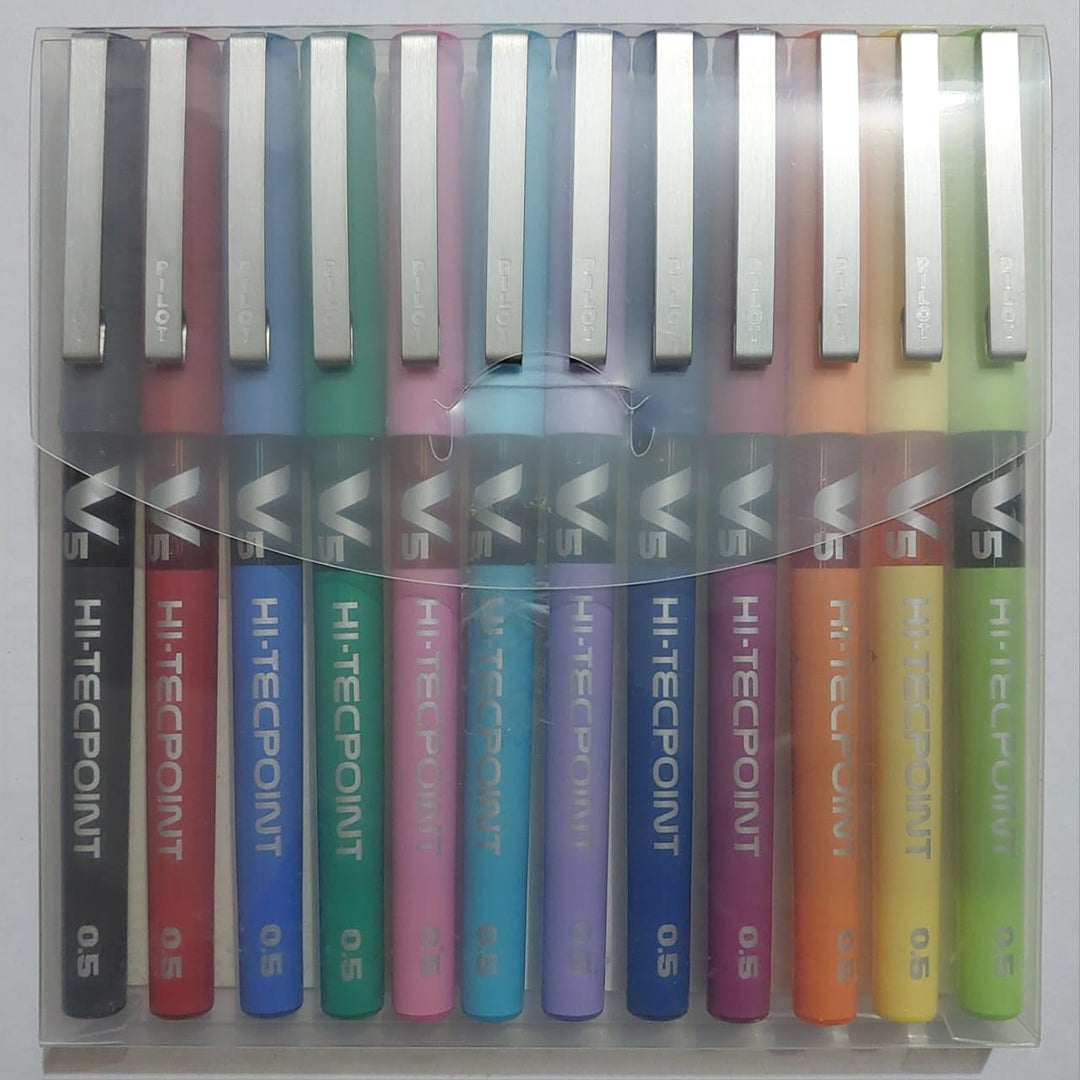 Pilot V5 Hi-Techpoint Pen Rainbow Colour Set of 12 (MultiColour)