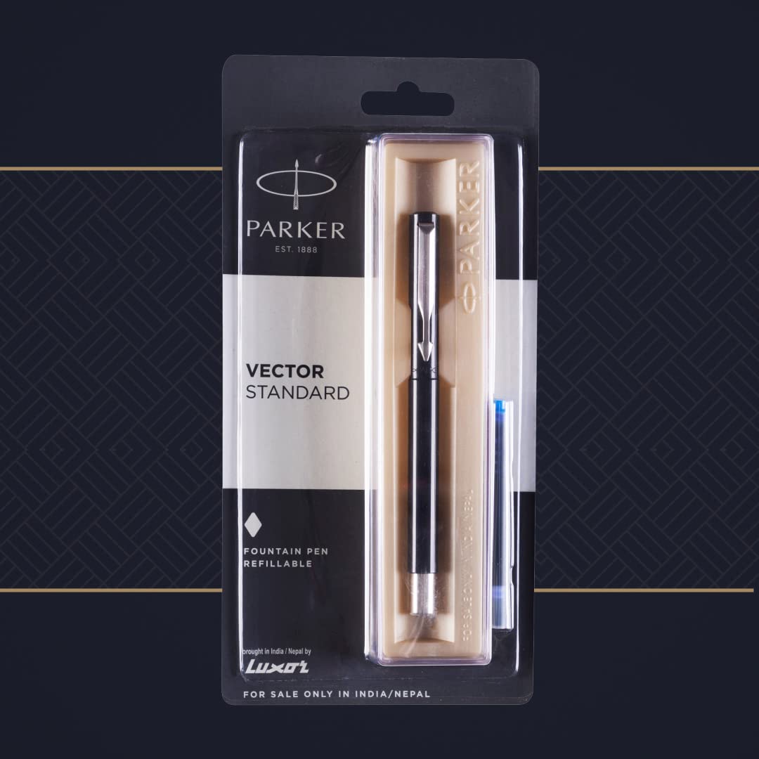 Parker Vector Standard With Stainless Steel Trim Fountain Pen - Bbag | India’s Best Online Stationery Store