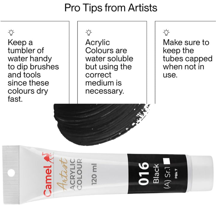 CAMEL ARTIST ACRYLIC COLOUR 3 TUBES 120 ml