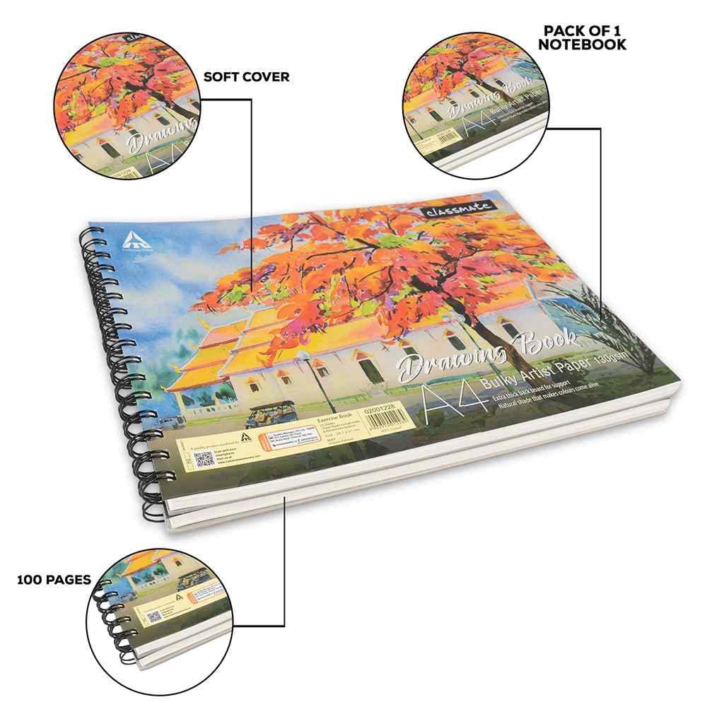 Classmate Wiro Sketch Book with soft cover and 100 pages 