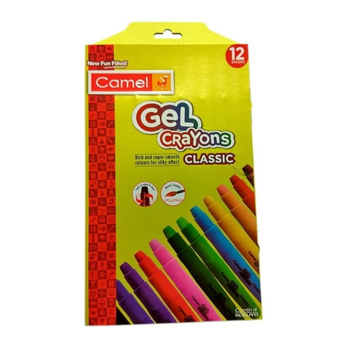 A Pack of 12 Camlin Gel Crayons Multi Colour