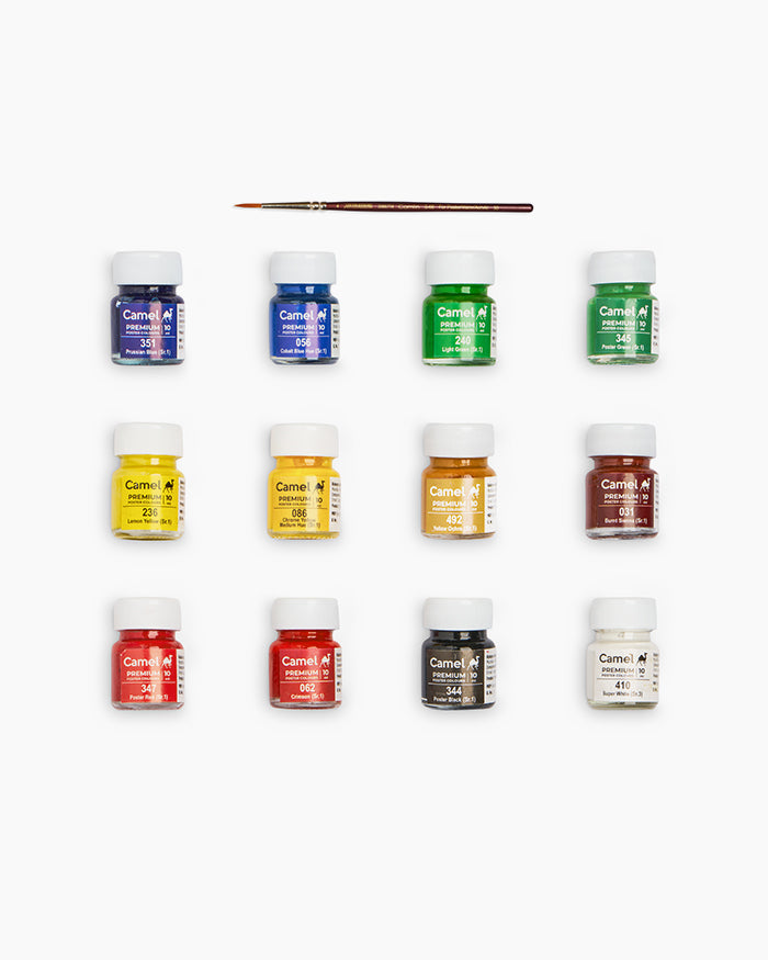 Camel Premium Poster Colours 12 shades 10 ML with Brush