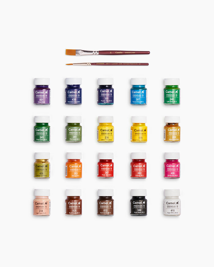 Camel Premium Poster Colours -Assorted pack of 20 shades in 15 ml