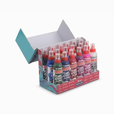 18 shades of Camel Fluid Acrylic Colour 