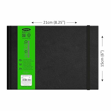 Anupam SketchO Sketchbook Hardbound, Landscape Opening 140 GSM  (A5 Size 128 Pages)
