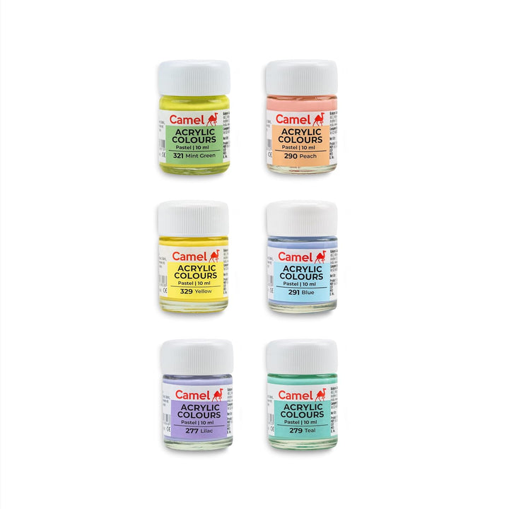 Camel Arylic Pastels – 6 Soft Shades, 10ml Tubes