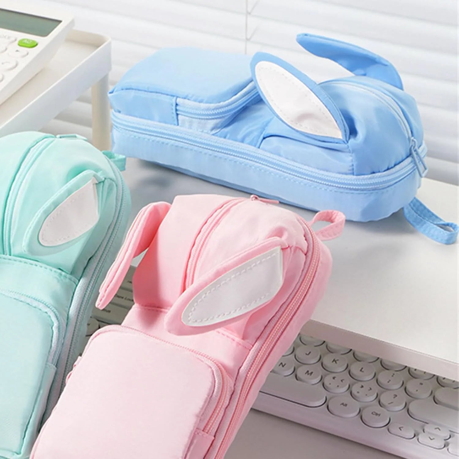 Cute Bunny Ear Multi-Compartment Pencil Pouch – Large Capacity Organizer Case Bbag | India’s Best Online Stationery Store