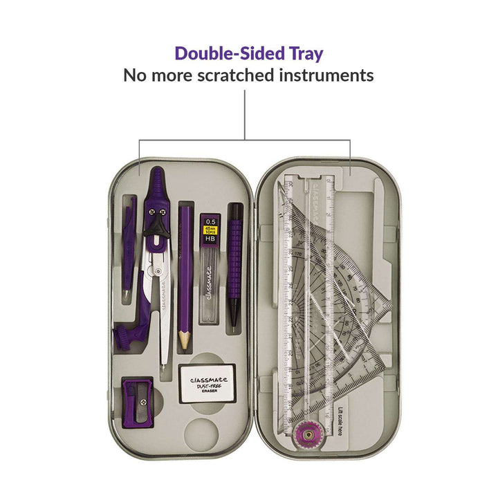 Classmate Asteroid Mathematical Drawing Instruments with double sided tray for no more scratcheed instruments 