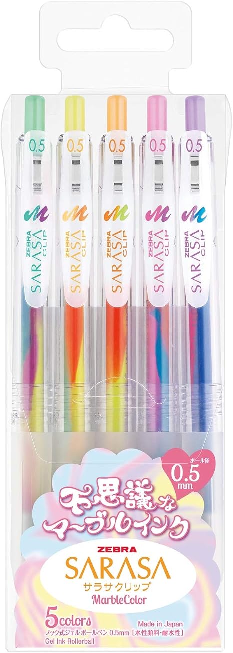A Pack of 5 Shades of Zebra Sarasa Clip Marble Gel Pen 