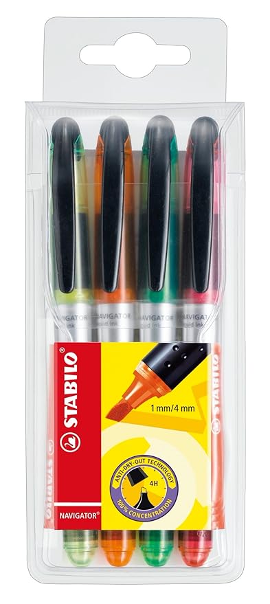 STABILO Highlighter Pen Set | NAVIGATOR | 4 Multicolor Pens