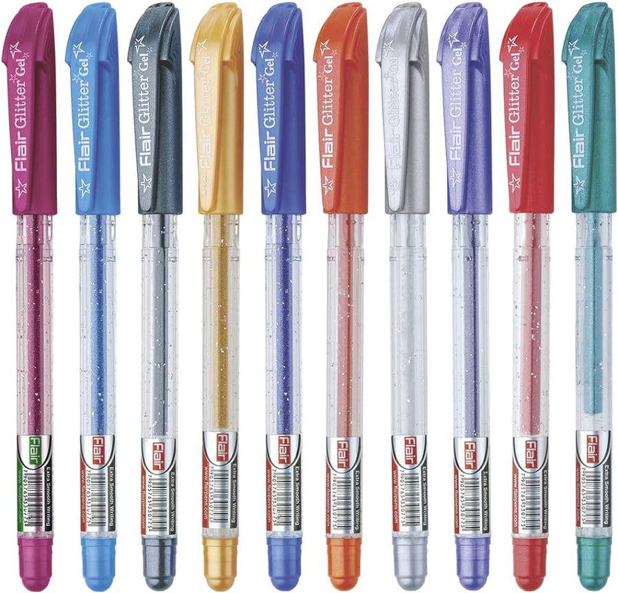 Flair Glitter Gel Pen Pack of 10 Multicolor - Bbag | India’s Best Online Stationery Store