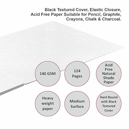 Anupam SketchO Sketchbook Hardbound, Landscape Opening 140 GSM  (A5 Size 128 Pages)
