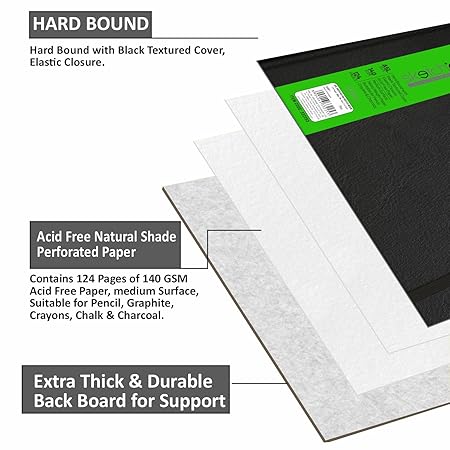 Anupam SketchO Sketchbook Hardbound, Landscape Opening 140 GSM  (A5 Size 128 Pages)