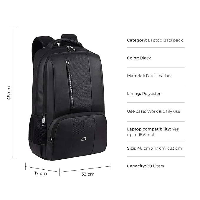 Gear Vault faux leather laptop backpack 30L Bbag | India’s Best Online Stationery Store