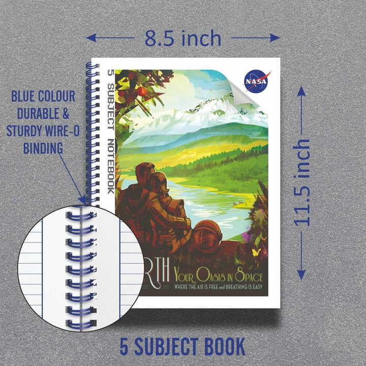Anupam NASA 5 Subject Spiral Notebook – 22 x 29 cm, 70 GSM Ruled Paper, 200 Pages