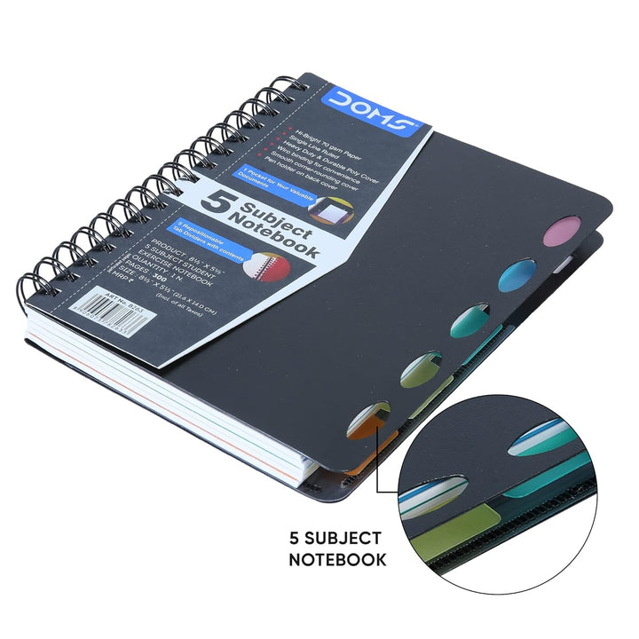 Doms 5 Subject Ruled Spiral Bound Notebook - Bbag | India’s Best Online Stationery Store
