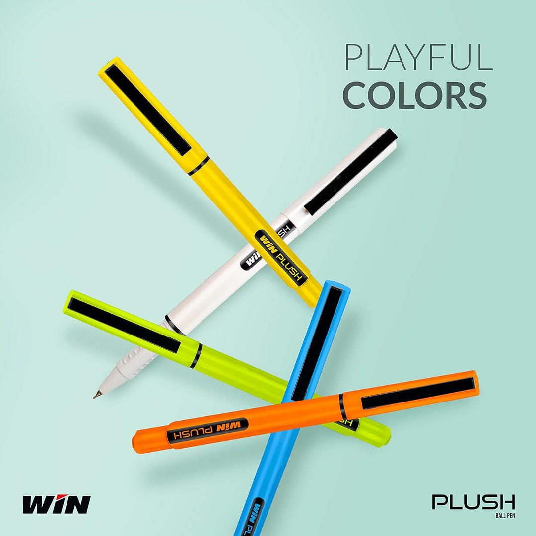 Win Plush  Ball Pen in White, Yellow, green, Blue and Orange  unique body colour.