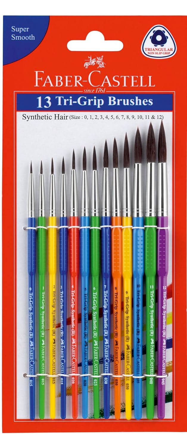 Faber-Castell 13 Round Tri-Grip Brushes(Synthetic Hair)