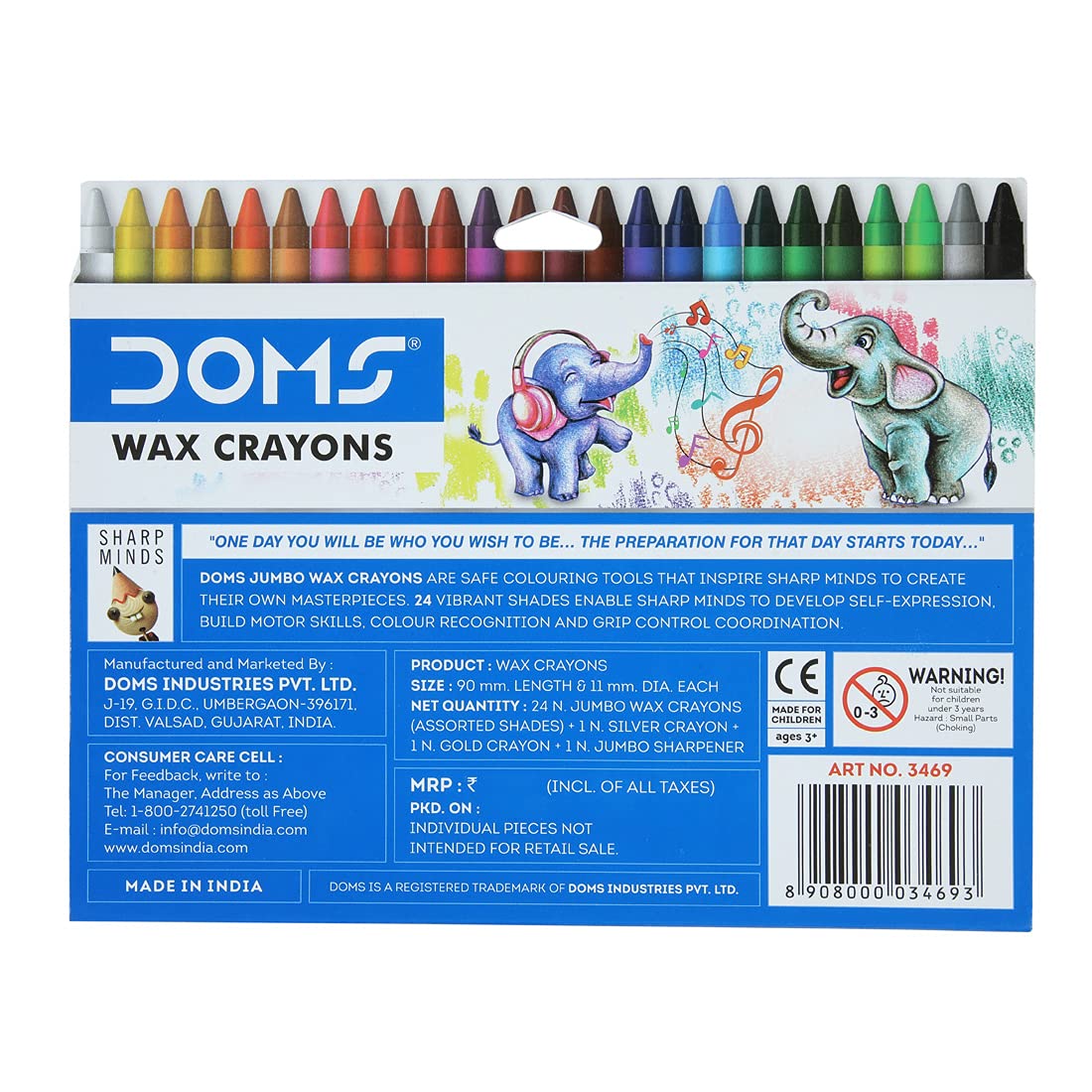 DOMS Jumbo Wax Crayons - Bbag | India’s Best Online Stationery Store
