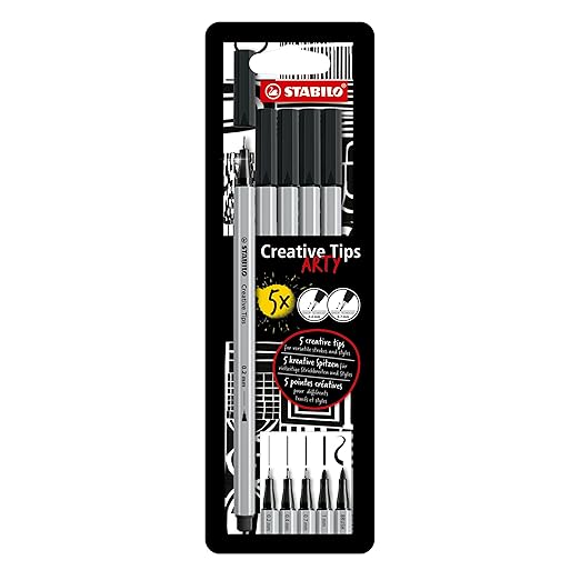 STABILO Multi Liner Set Creative Tips – Arty Pack of 5 – Black