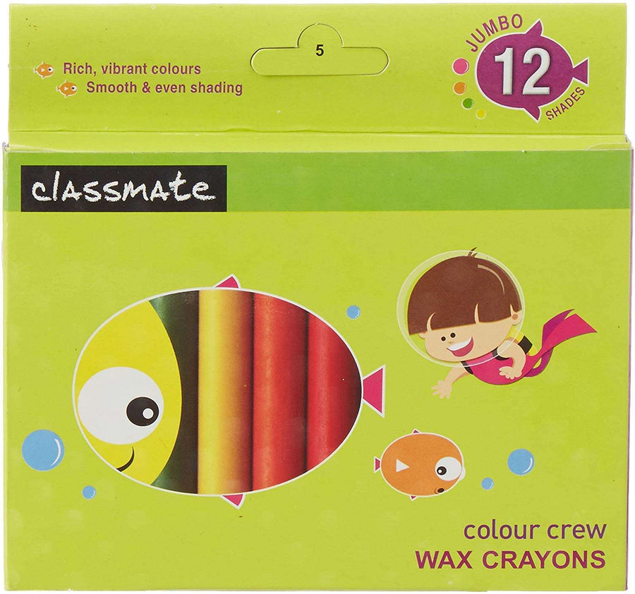 Rich, vibrant colours, smooth and even shading in Classmate Wax Crayons Jumbo Colour 