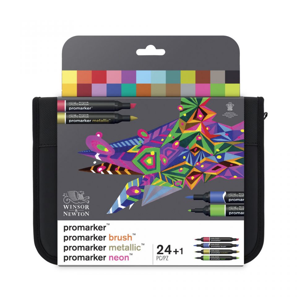 Winsor and Newton Mixed Marker Set- 24 Wallet