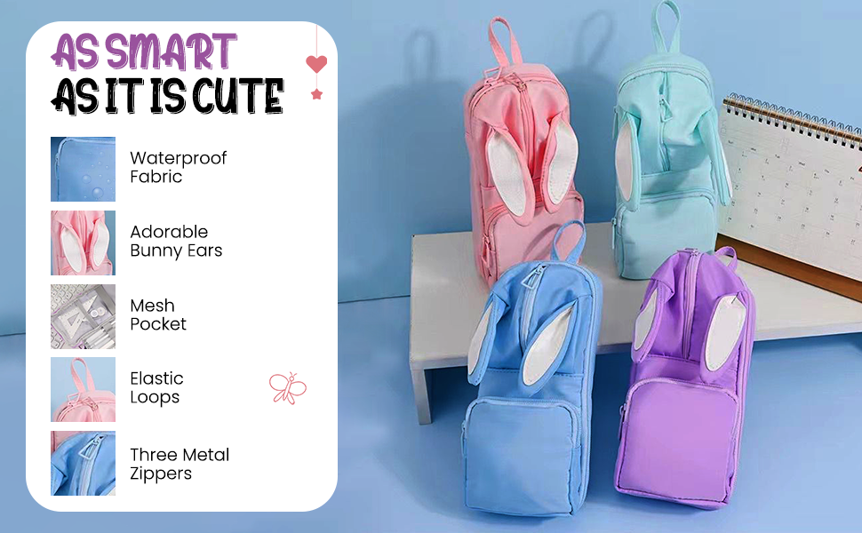 Cute Bunny Ear Multi-Compartment Pencil Pouch – Large Capacity Organizer Case Bbag | India’s Best Online Stationery Store