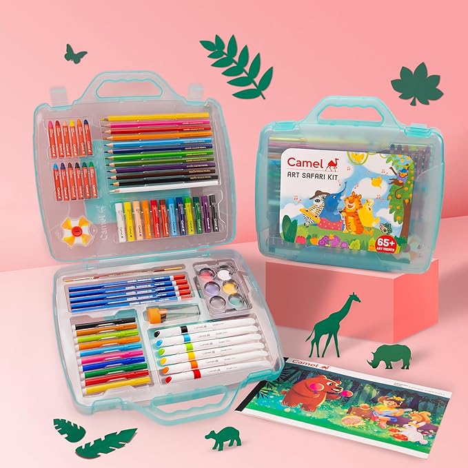 Camel Art Safari Kit 65+ Piece Kids Art & Colouring Set Bbag | India’s Best Online Stationery Store