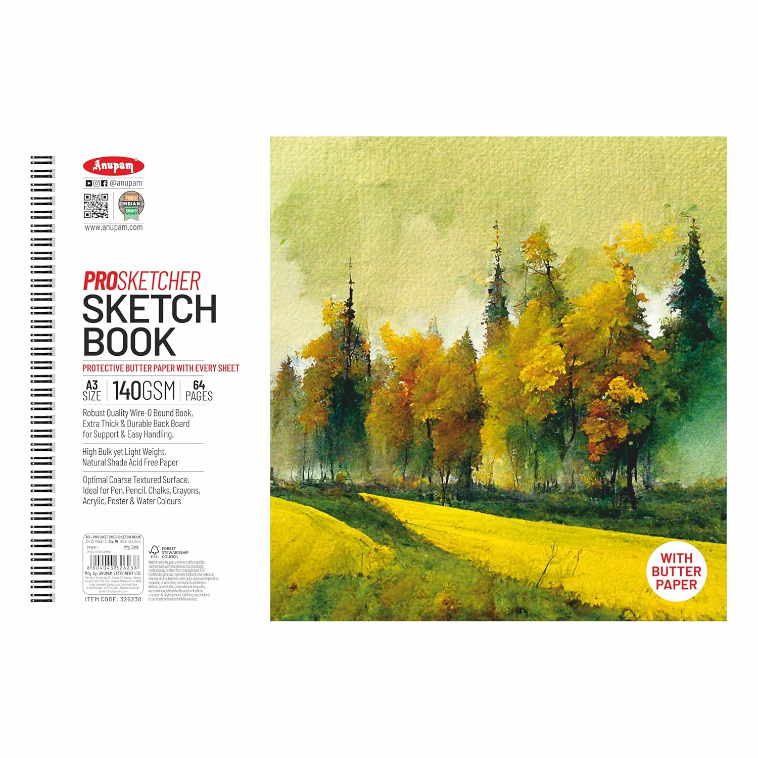 anupam Pro Sketcher Drawing Book  A3 Size Anupam
