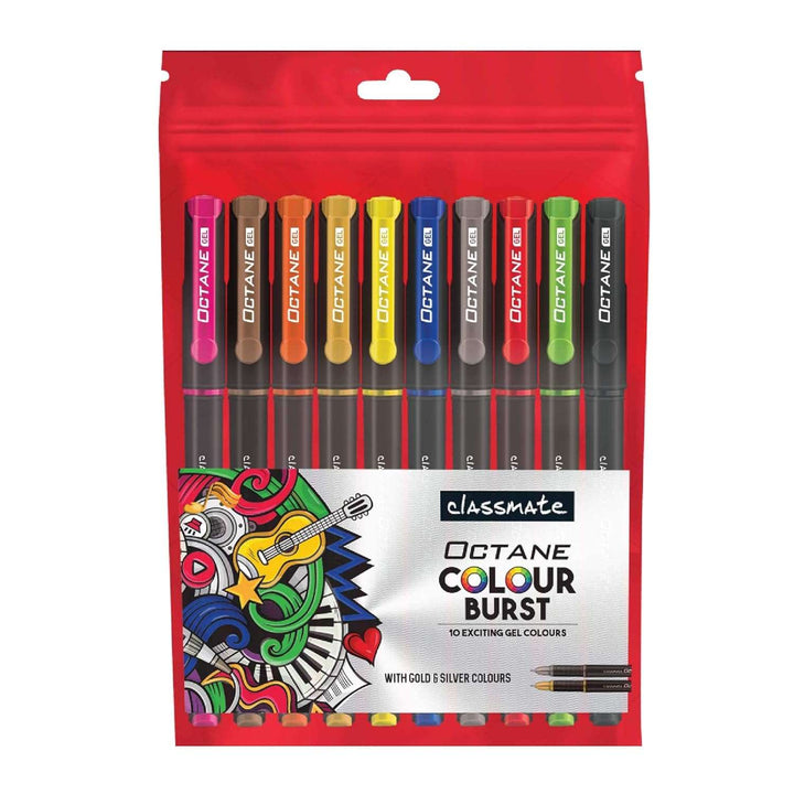 10 Shades of Classmate Octane Colour Burst Gel Pen 