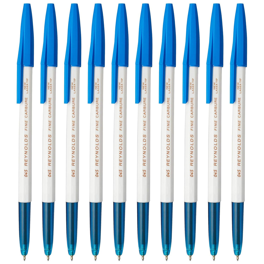 10 Pieces of Blue  Reynolds 045 Fine Cabure Ball Pen