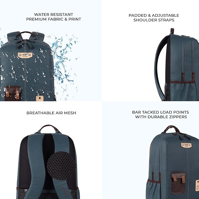 Gear Classic 2 Faux Leather Laptop Backpack 31L (Teal) Bbag | India’s Best Online Stationery Store