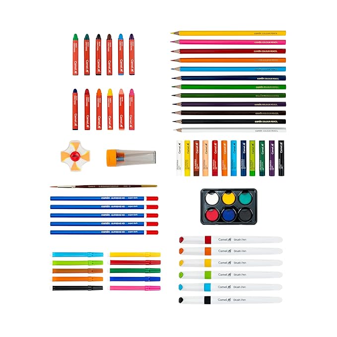 Camel Art Safari Kit 65+ Piece Kids Art & Colouring Set Bbag | India’s Best Online Stationery Store