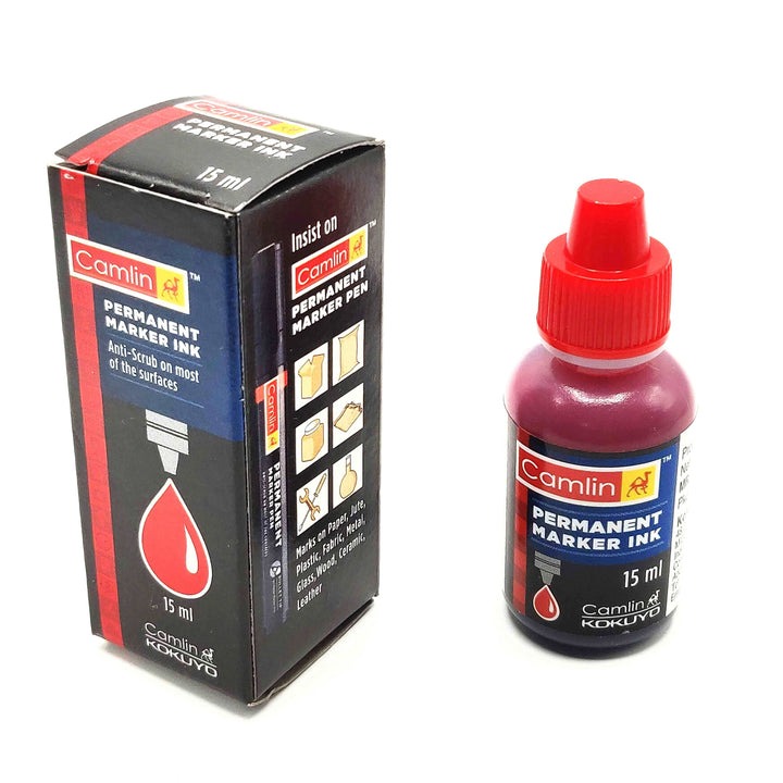 A Pack of  15 ml Camlin Permanent Marker Ink Red Colour 