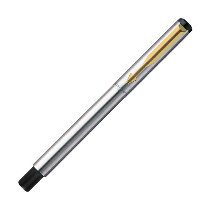 Parker Vector Stainless Steel With Gold Trim Ball Pen + Roller Ball Pen - Bbag | India’s Best Online Stationery Store