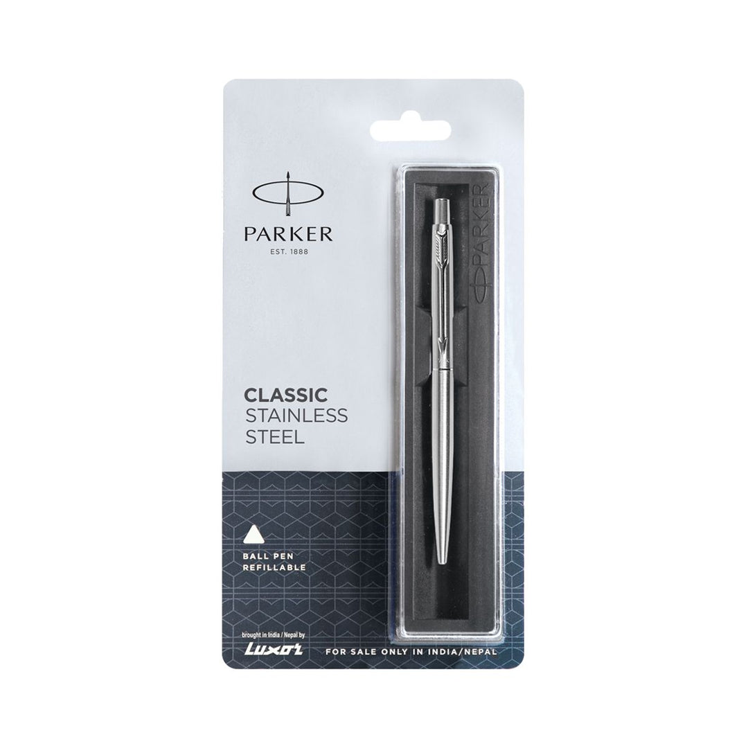 Parker Classic Stainless Steel With Chrome Trim Ball Pen - Bbag | India’s Best Online Stationery Store