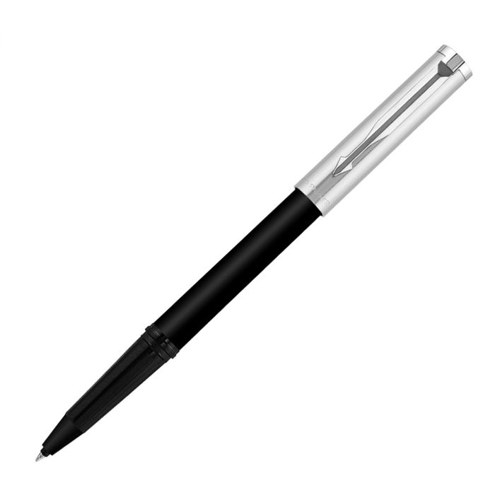Parker Beta Premium Silver With Stainless Steel Trim Roller Ball Pen - Bbag | India’s Best Online Stationery Store