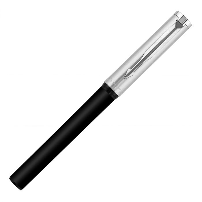 Parker Beta Premium Silver With Stainless Steel Trim Roller Ball Pen - Bbag | India’s Best Online Stationery Store