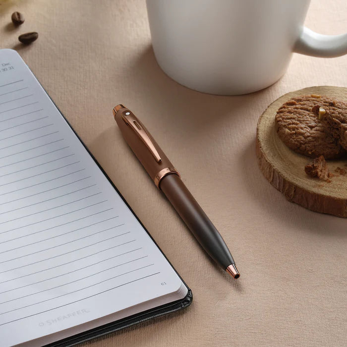 Sheaffer 9374 Coffee Edition Matt Brown Ballpoint Pen with Regal Brown PVD Trims