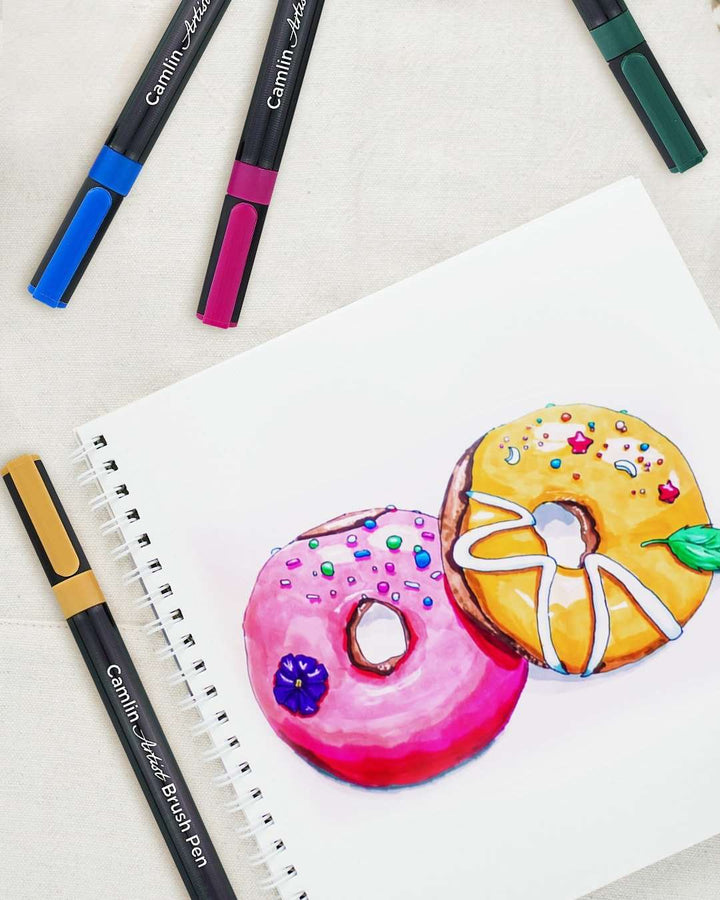 Donut Drawn with Camlin Artist Brush Pen